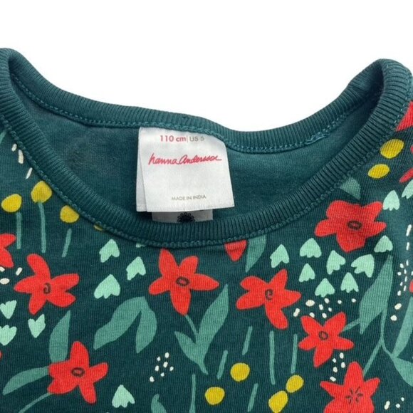 Hanna Andersson Holiday Print Dress in Cotton Jersey Size 5 - Picture 3 of 3
